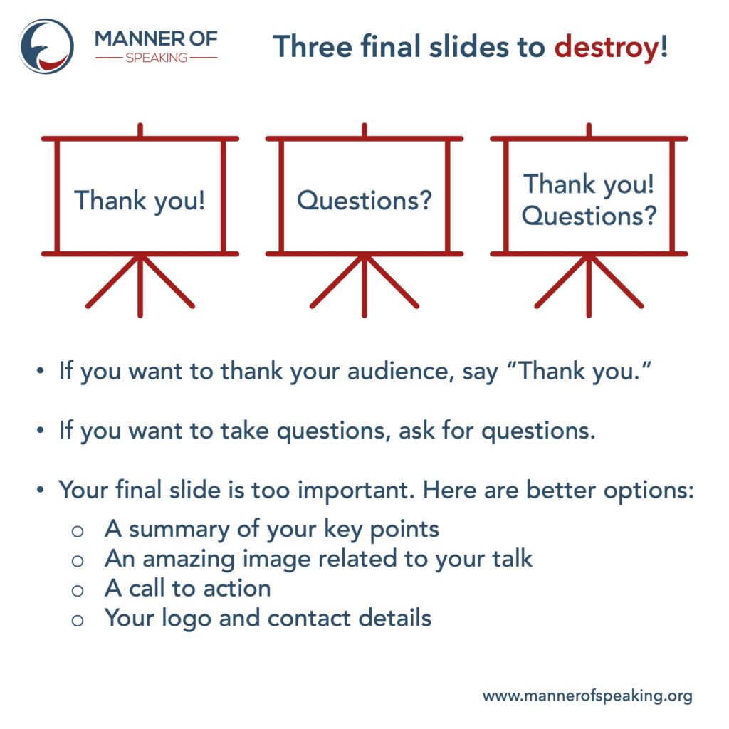 Final slides to avoid