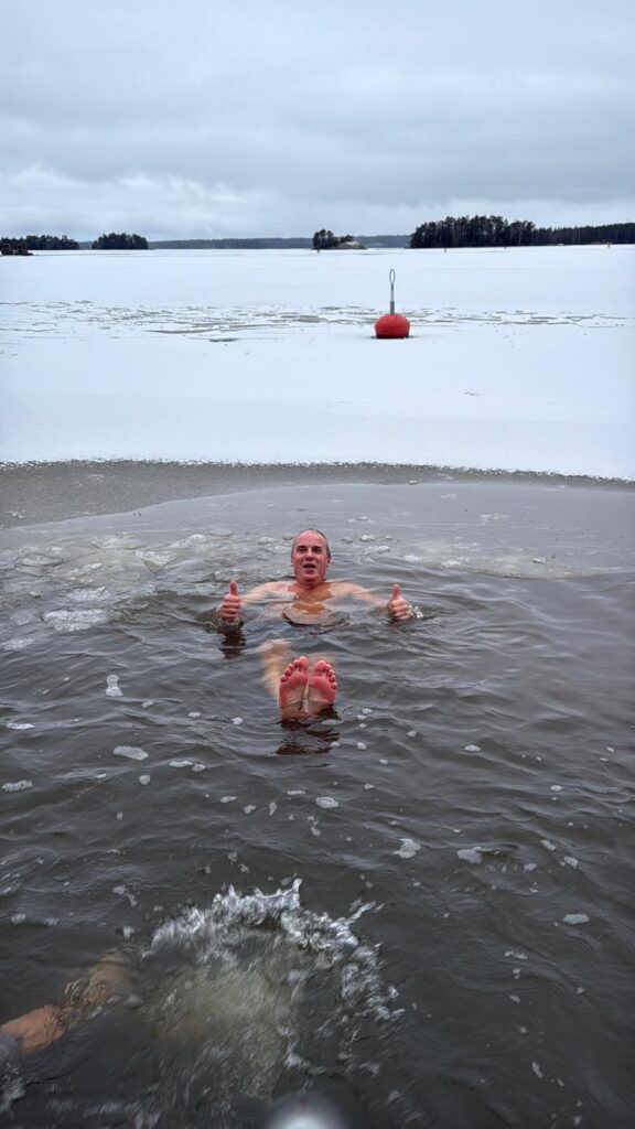 Taking an ice bath